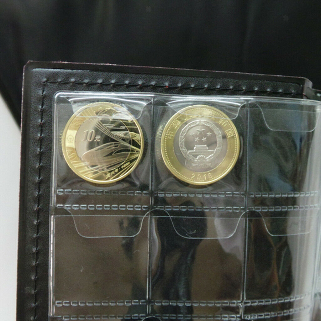 120 Coin Holder Collector Storage Money Pocket PU Leather Album Book Brown