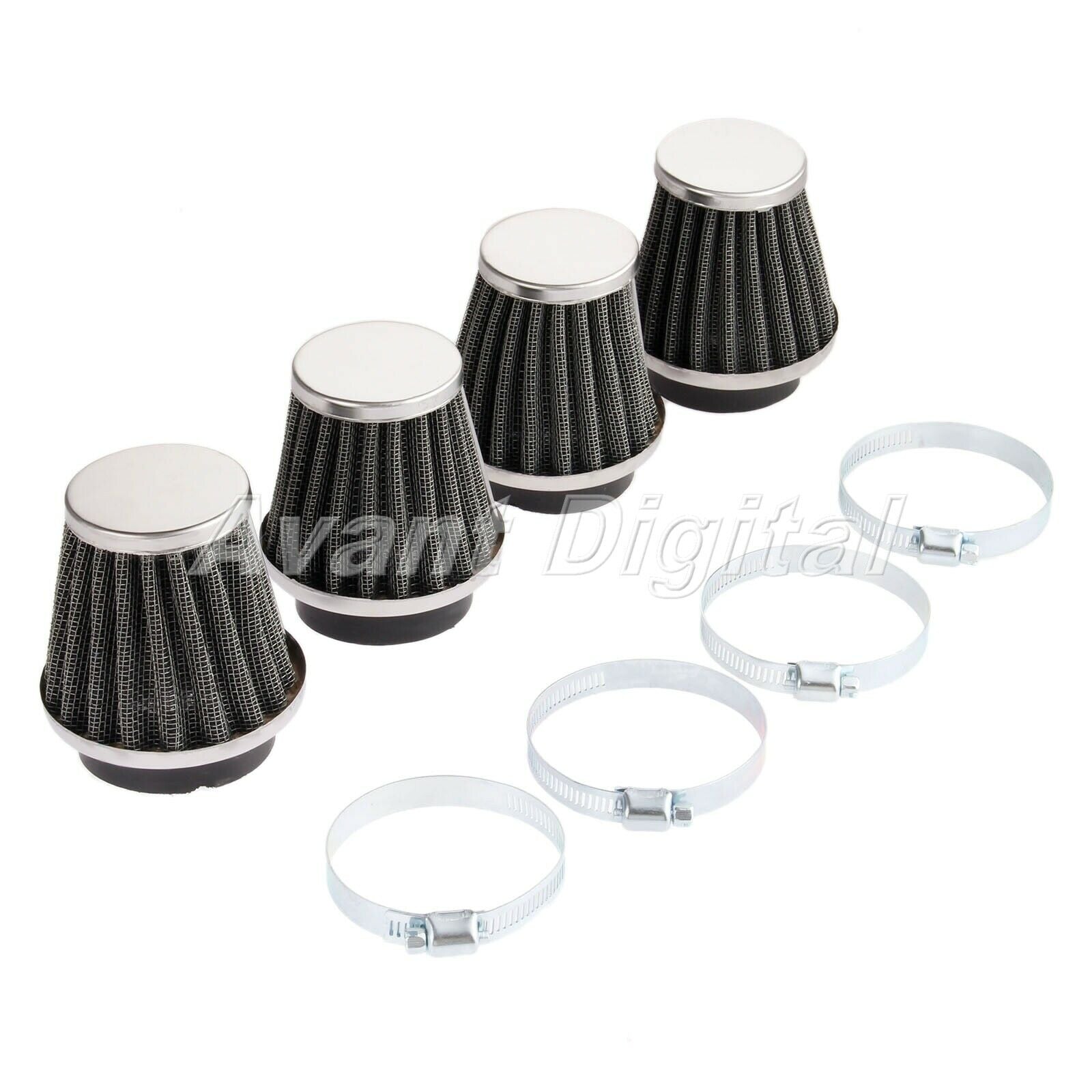 4X Double Layer Steel Filter Gauze Clamp-on Air Filter 48mm for ATV Motorcycle