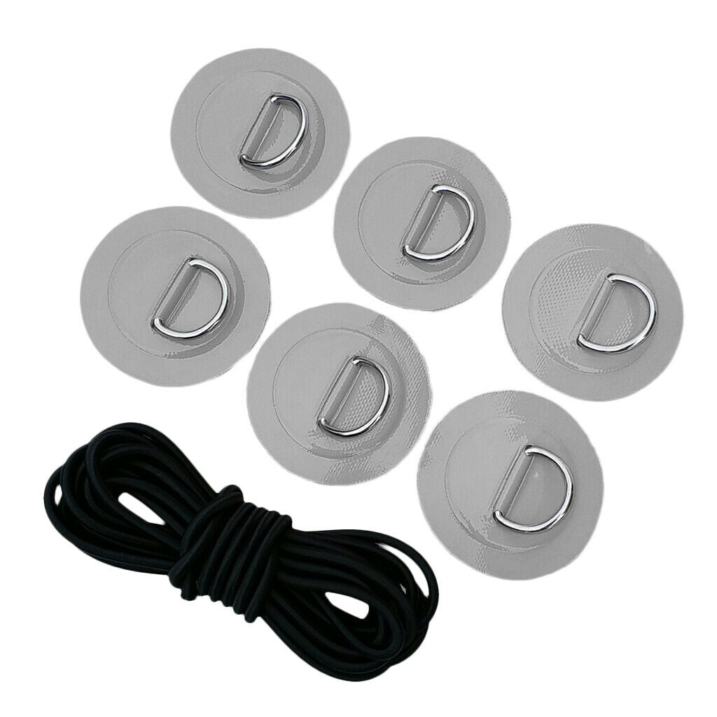 Heavy Duty D-ring Pad Patch Elastic ngee Rope for Kayak Canoe Boat Gray