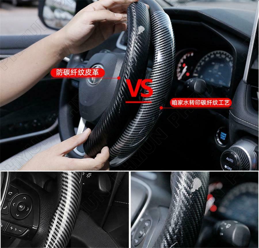 Carbon Fiber Style Car Interior Steering Wheel Booster Cover 40cm Universal