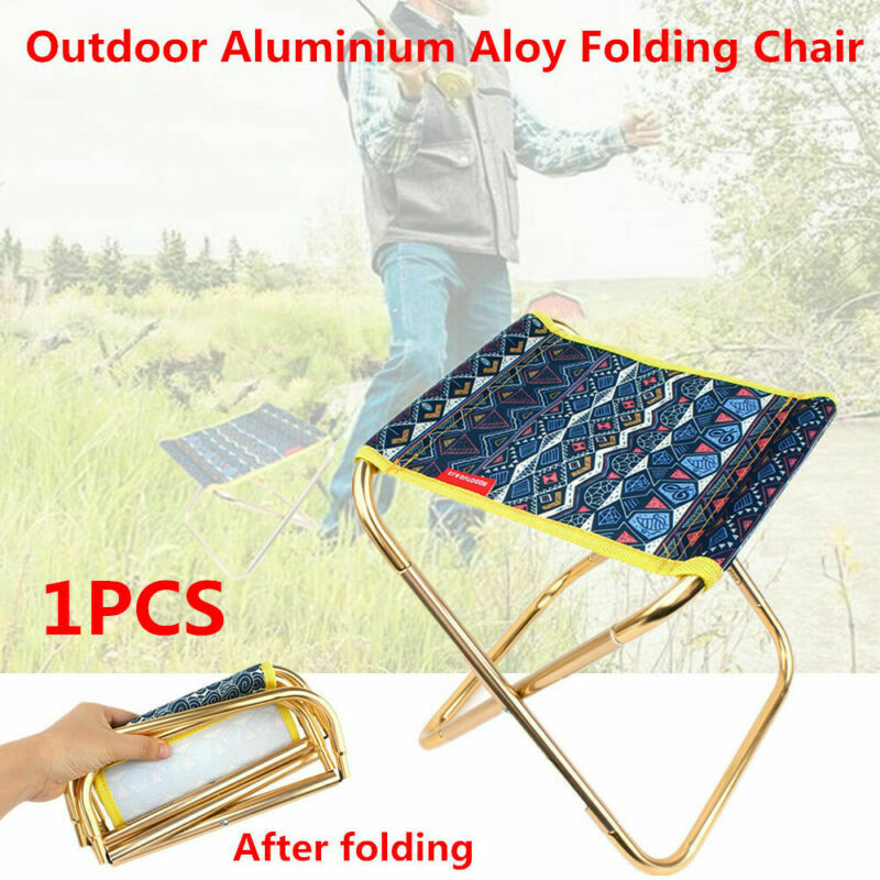 1x Aluminium Folding Chair Camping Fishing Picnic Beach BBQ Mini Stool Rest Seat