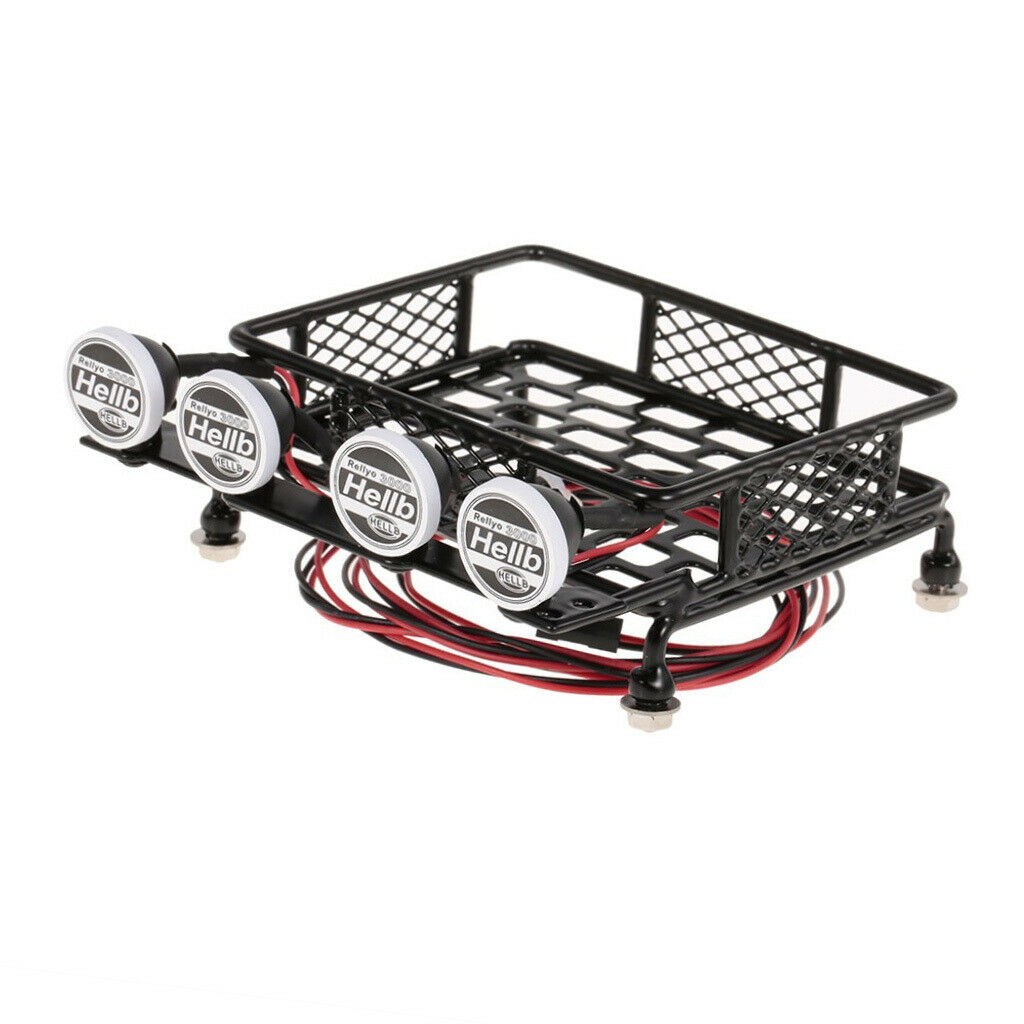 Luggage carrier RC 1/10 metal roof frame illuminated with round LED