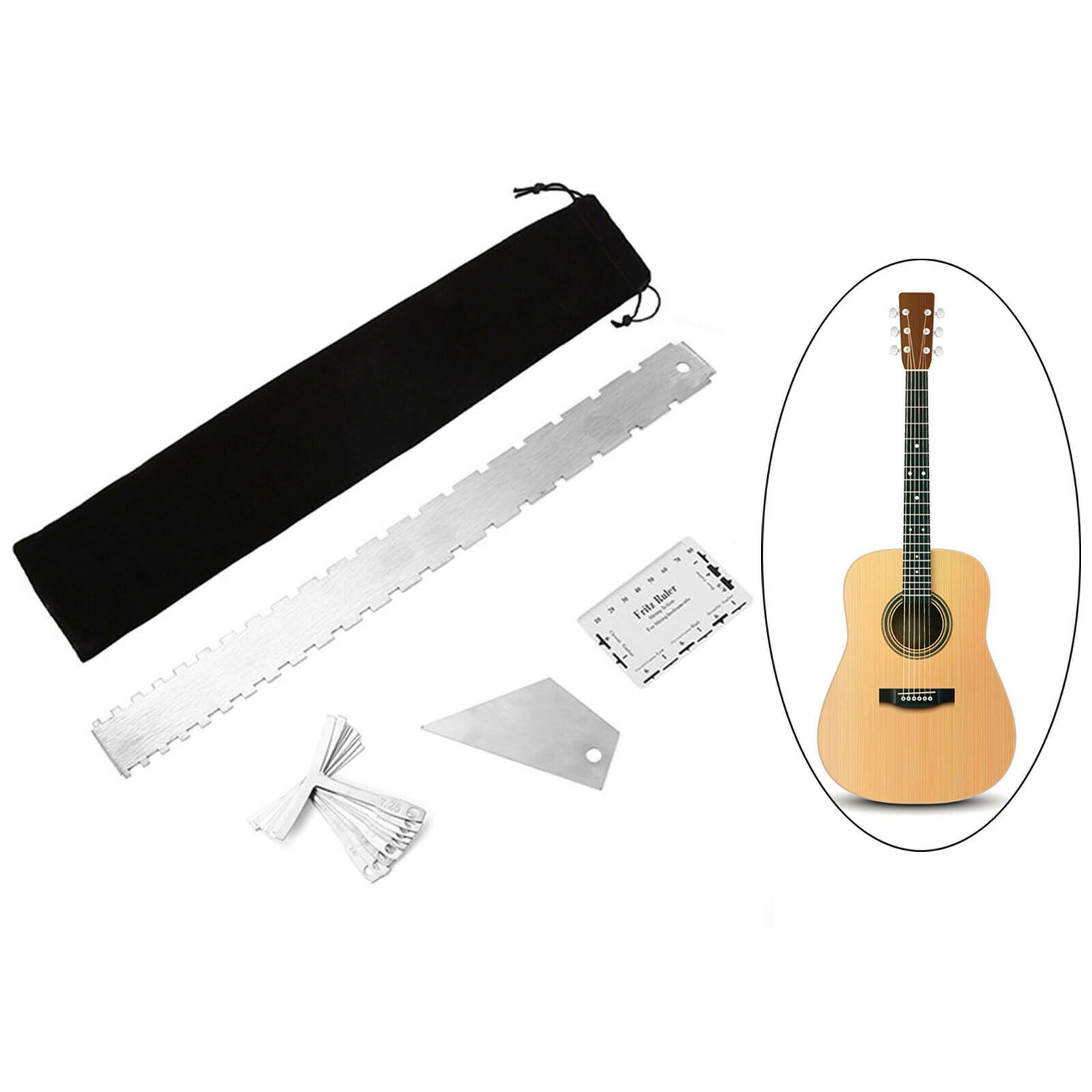 1Set Professional Guitar Luthier Tools String Action Ruler Understring Radius