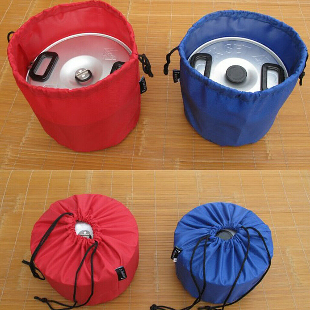 2X Camping Tableware Pot Storage Bag Drawstring Organize Picnic Plates Bowl M