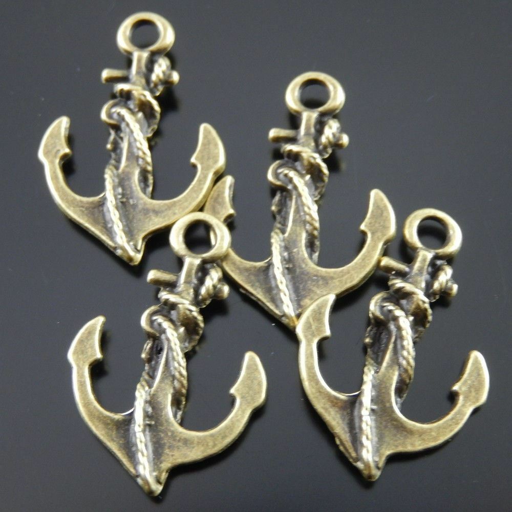 Antiqued Bronze Alloy Anchor Shaped DIY Pendant Charm 21x17x5 mm Lot of (x20)