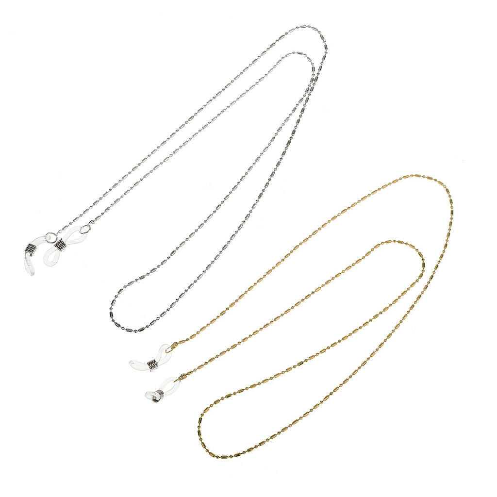 2 Pieces 60cm Eyeglasses Chain Cord, Metal Beads Necklace Sunglass Neck Strap