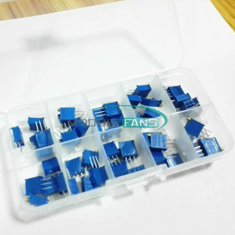 50PCS 10value 3296 Trimmer Trim Pot Potentiometer Resistor Box Kit Assortment