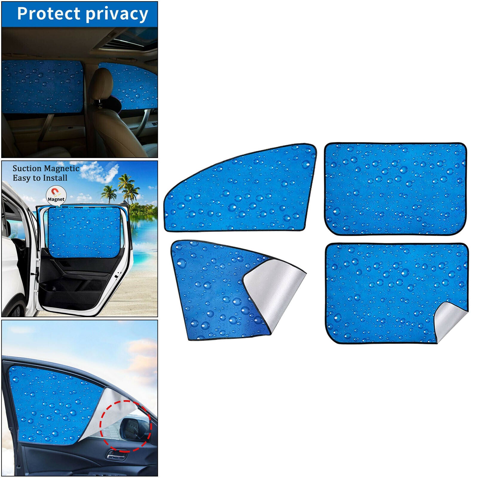 Set of 4 Car Magnetic Side Window Cling Sun Shade Shade Set Durable Supplies