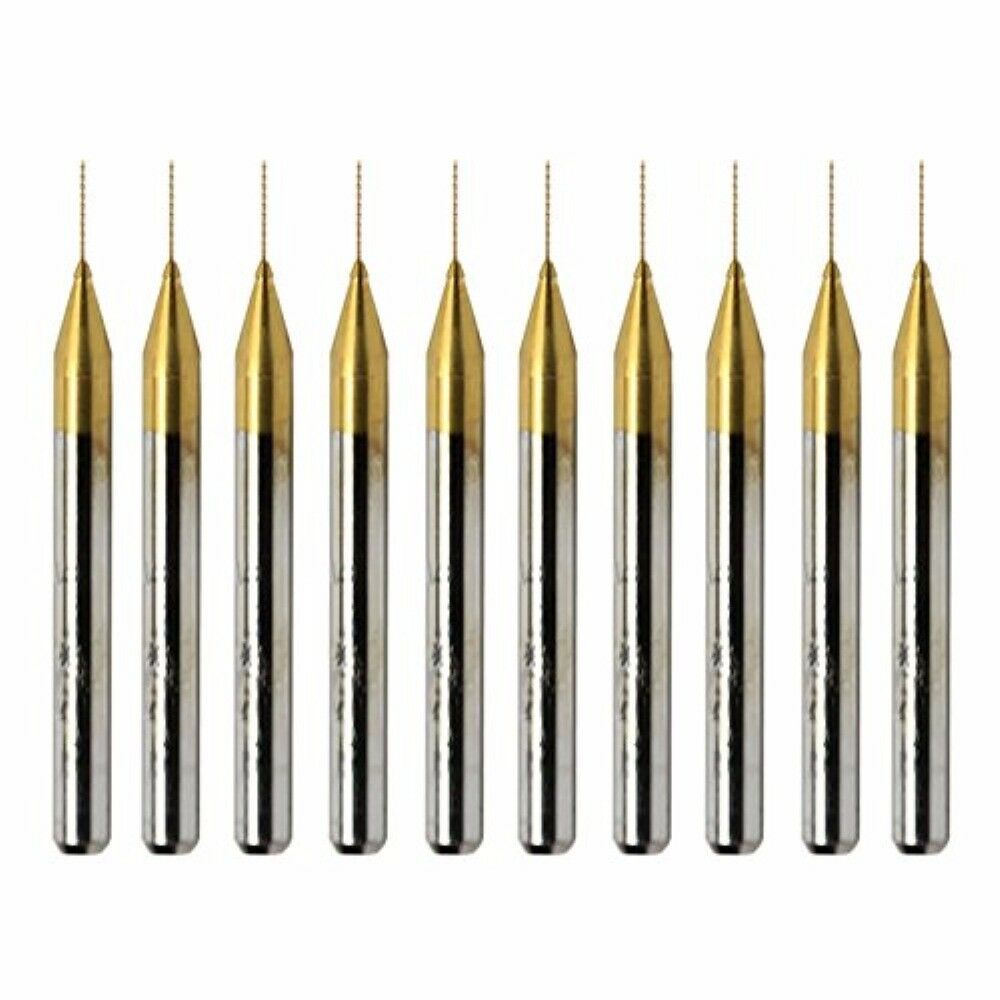 10x Titanium Nitride Coated Carbide PCB Dremel Jewelry CNC Drill Bit Router 1mm