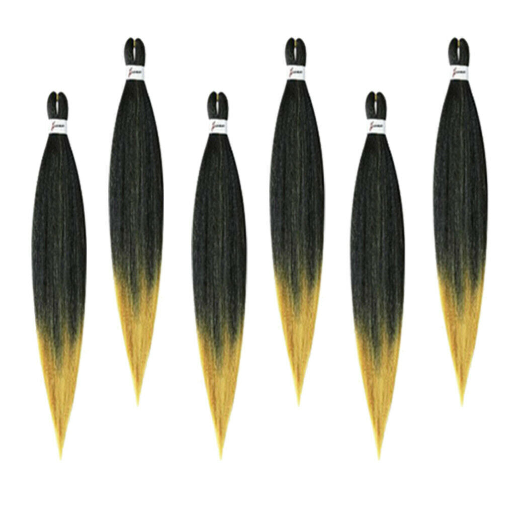 6 Pieces Pre Stretched Braiding Hair Hair Extension Braiding Hair Yellow
