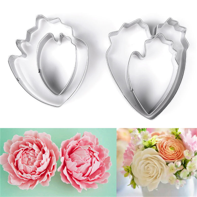 4x Peony Flower Cake Fondant Plunger Cutter Decorating Mold Sugarcraft Bak.l8