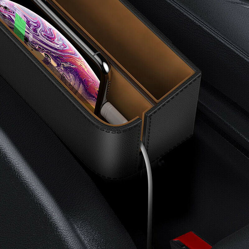 1PCS 2Layer Water Cup Holder PU Leather Storage Box Tray Car Seat Side Organizer