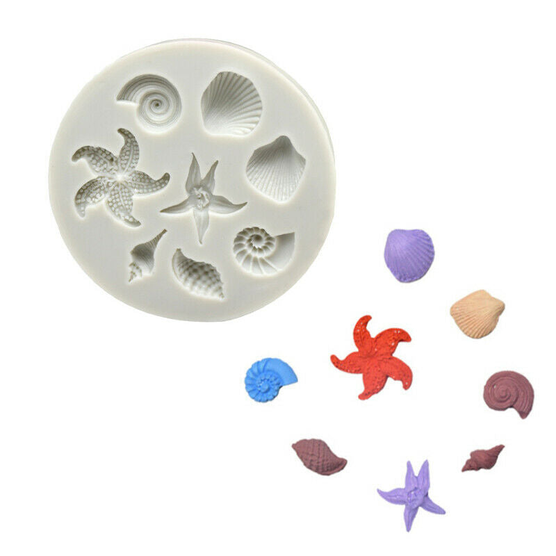 Cake Decorating DIY Sea Creatures Conch Starfish Shell Fondant Silicone M.l8