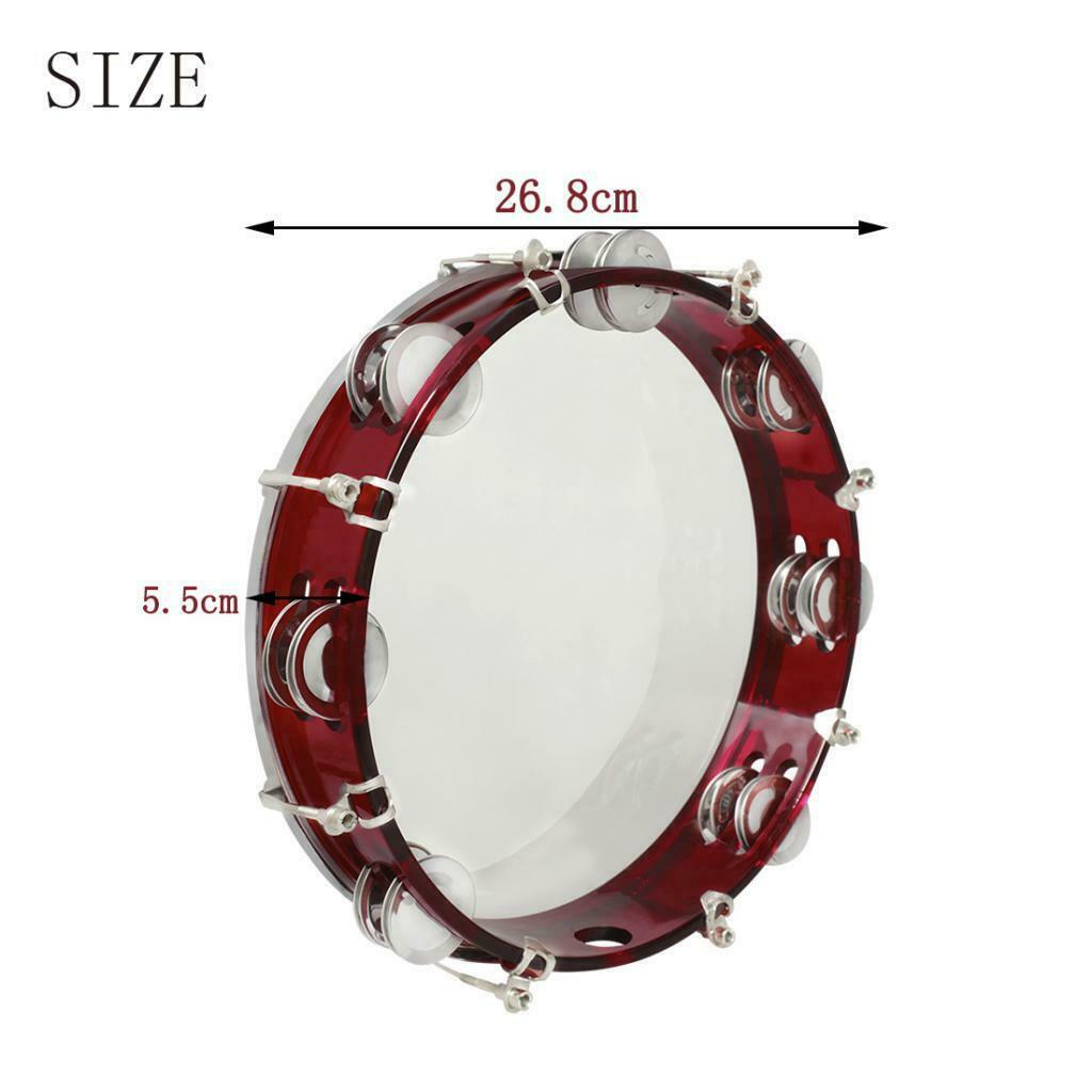 Hand Tambourine ABS Plastic Tambourine With Jingles Bell 10 '' - Red