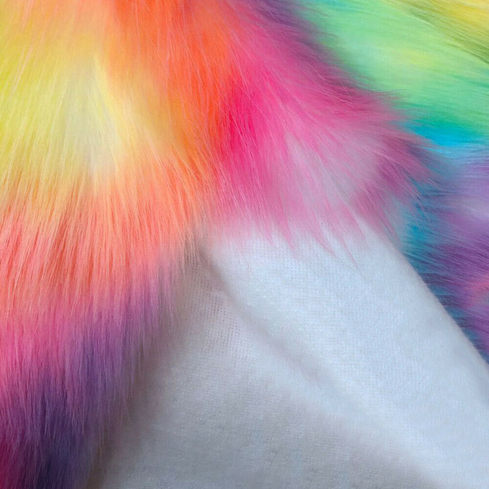 A4 Faux Fox Fur Fabric Rainbow Plush Patchwork Sewing Craft Sofa Cover Material