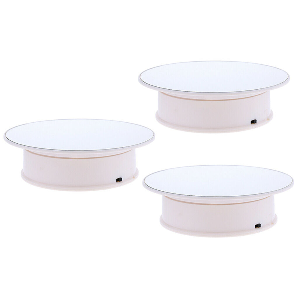 3 Set Battery Powered Two Rate Rotating Display Stand Mirror Top&White Base