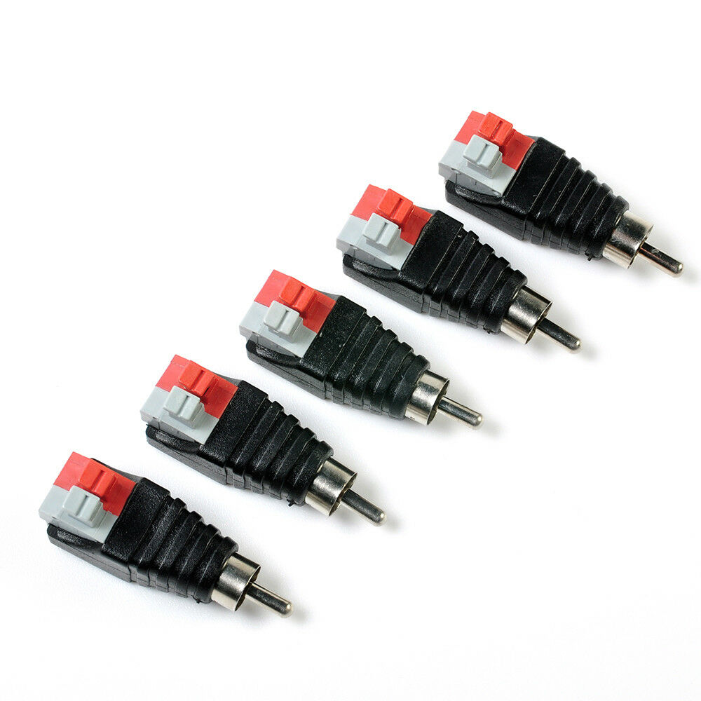Electronic Speaker Wire A/V Cable to Audio Male RCA Connector Adapter Press Plug