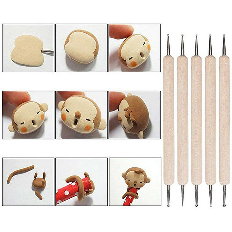 61PCS Ceramic Clay Tools Set Polymer Clay Tools Pottery Wooden Pottery Sculpt Qx