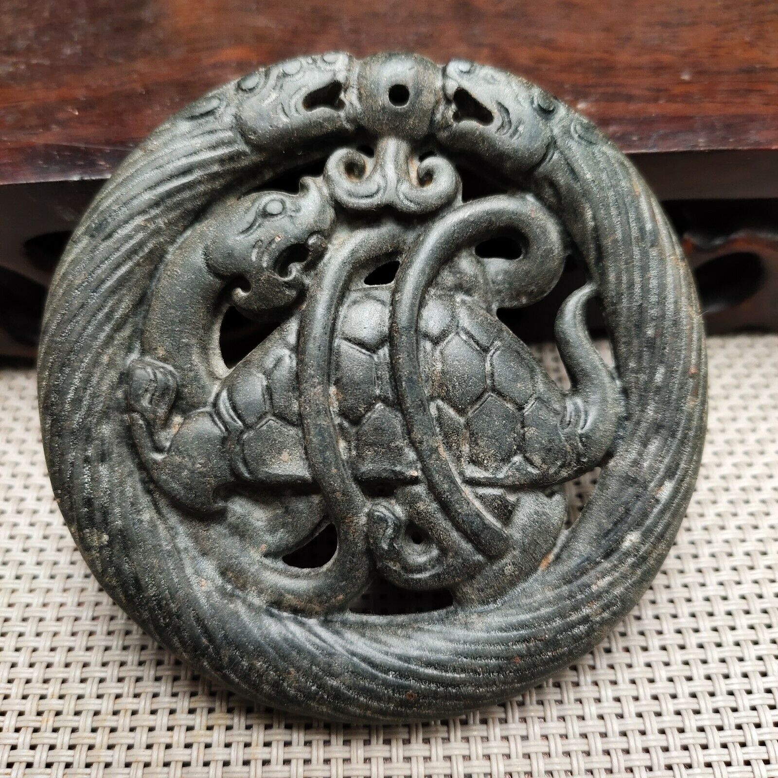 Ancient Chinese hongshan culture,old jade carved,Ancient pendant statueH263