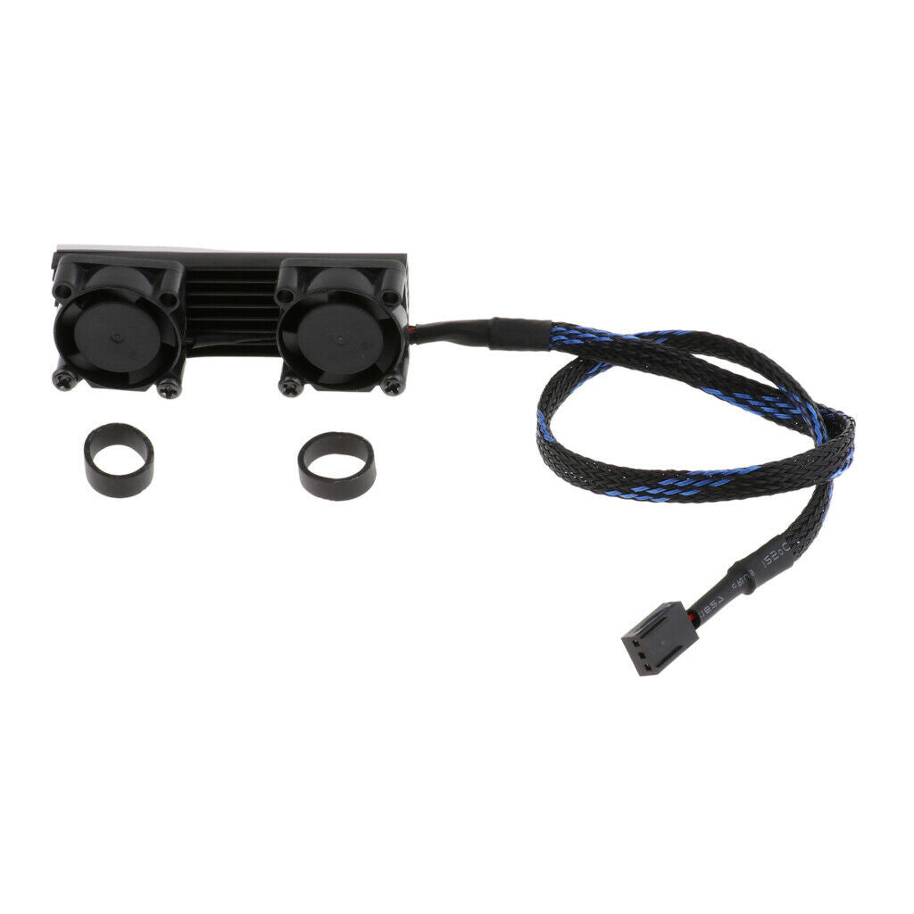 M.2 NVMe 2280   SSD Heatsink Cooler Radiator Fin + Dual Cooling Fan Black