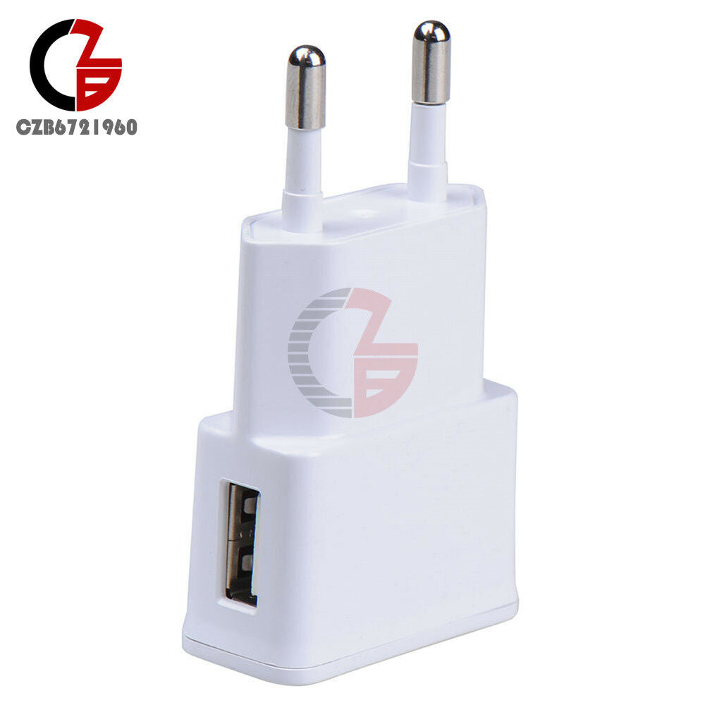 White 5V 2A USB EU Plug 1 Port Wall Charger Charging Travel Power Adapter