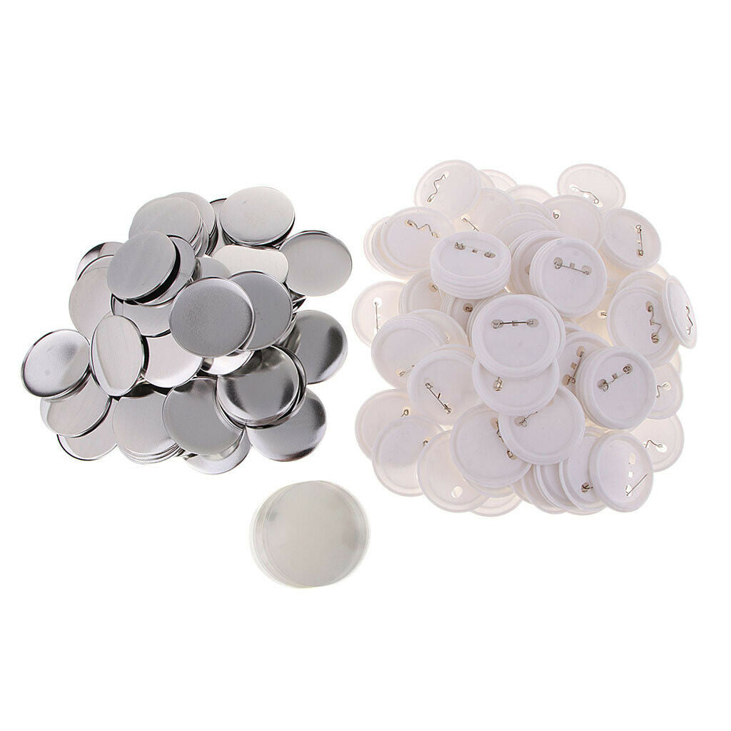 Button Parts 58mm Button Maker Parts 2.28Inch 100Pcs Top/Bottom Cover Clip Pin