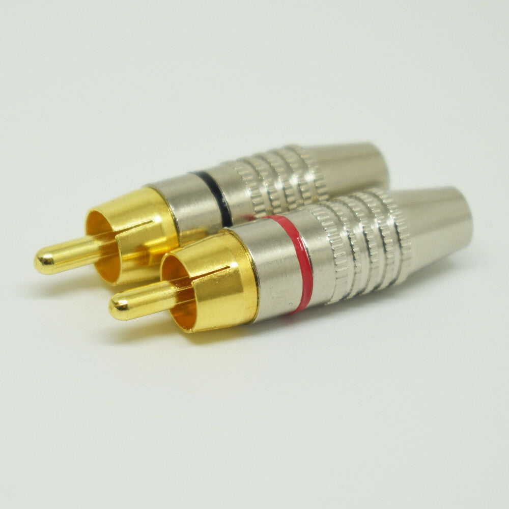 1pair Soldering Metal RCA Male Plug Audio Video Cable Adapter Connector 6mm