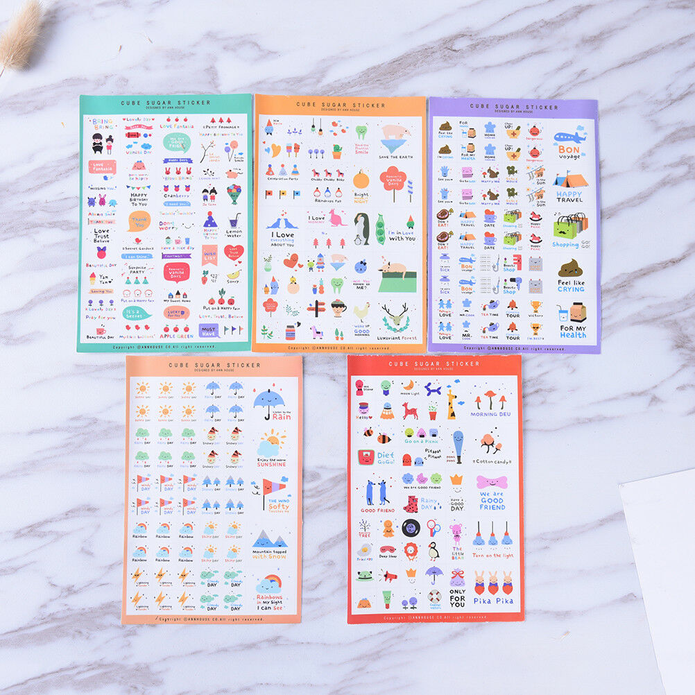 5 Sheets Lovely Paper Stickers For DIY Po Album Scrapbook Calendar Diary .l8