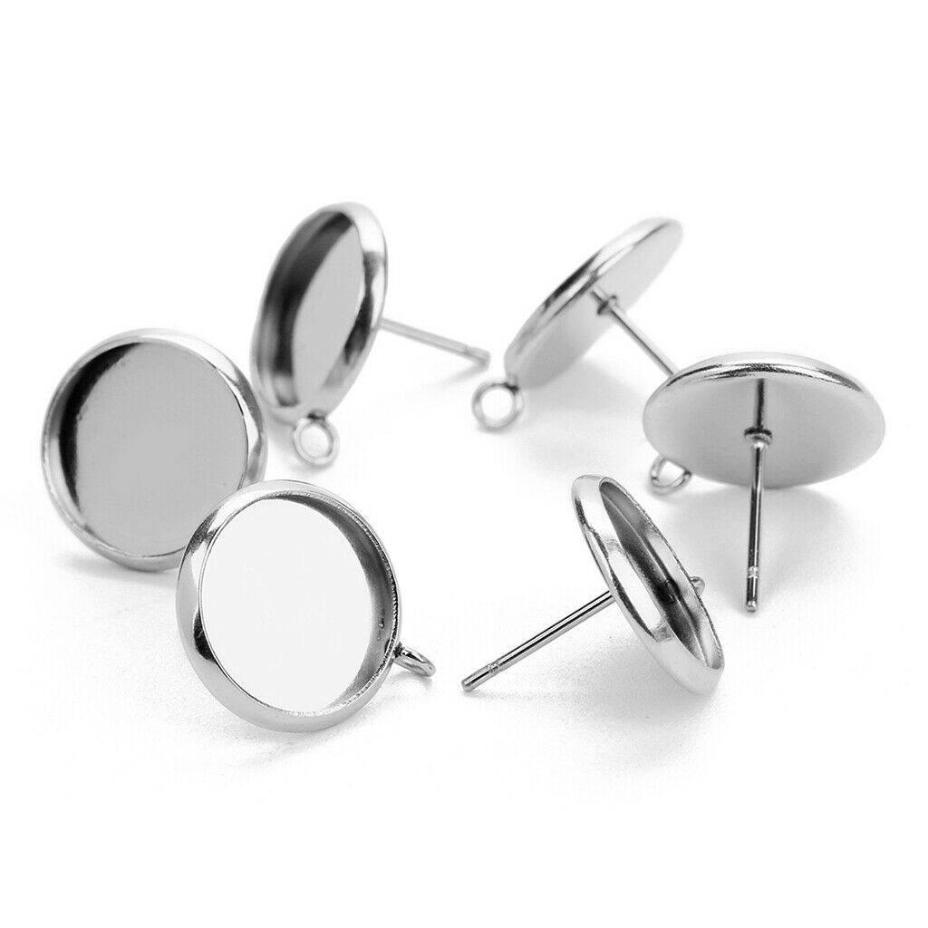 20X Stainless Steel Earrings Pin Stud Findings Back Post Blank DIY Craft 8mm