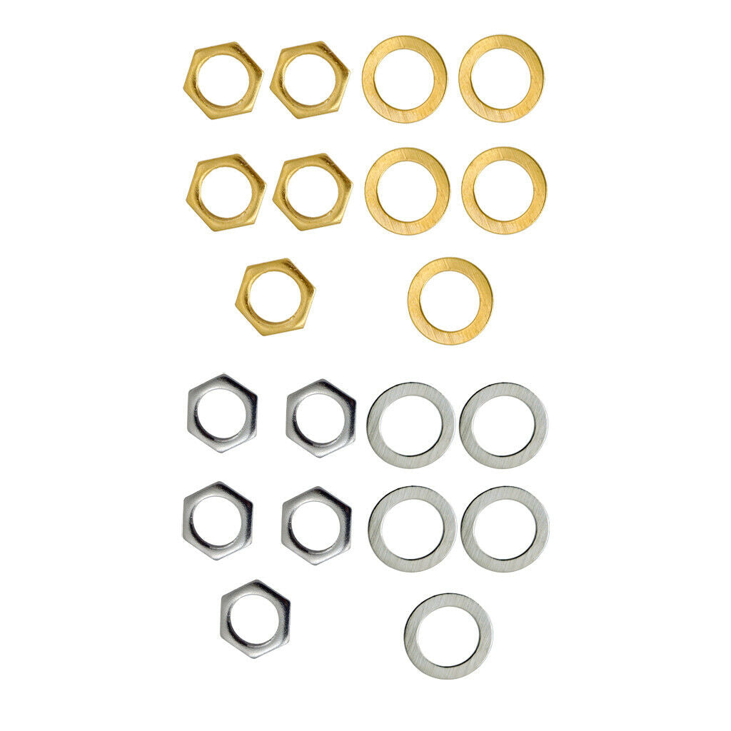 10x Iron Jack Socket Nuts + Washers For Electric Guitar Part