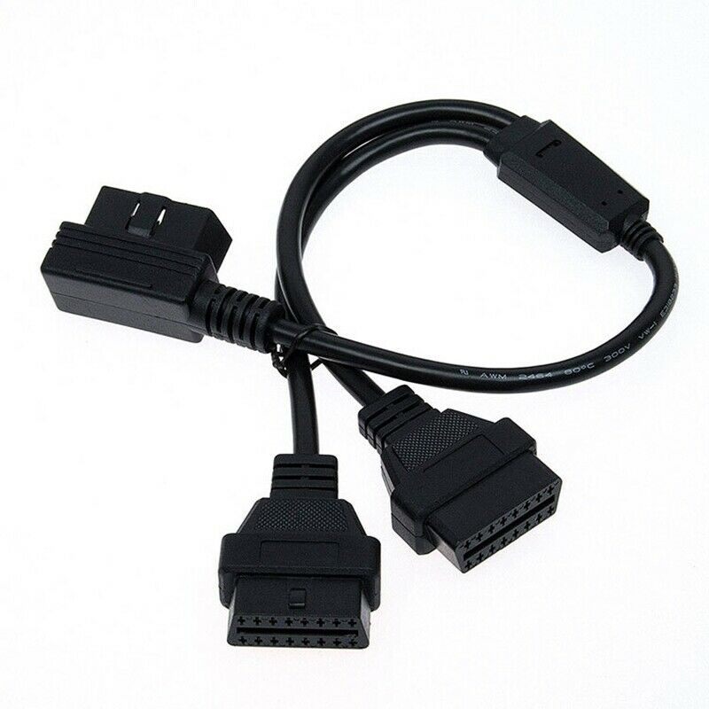 OBD2 Connector Cable 50CM 90 Degree Adapter Splitter Male to Dual Female OBD2 U6