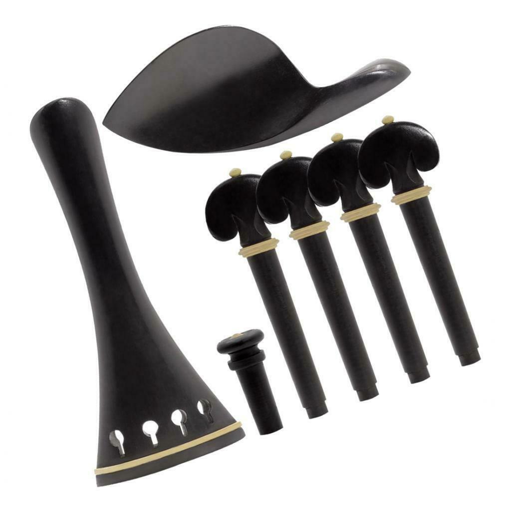 4/4 Wooden Violin Tailpiece, Complete Set + Pegs + Ferrule +