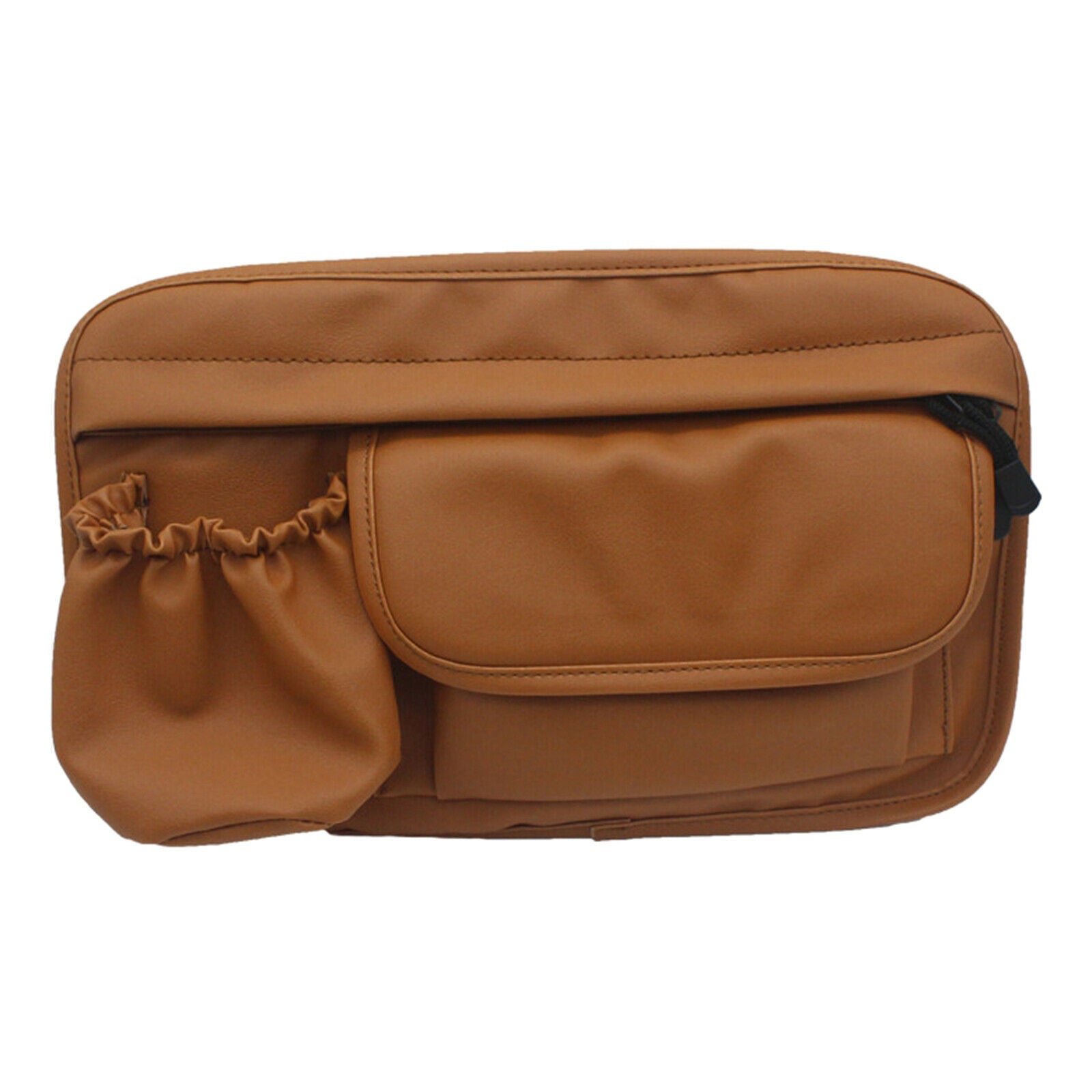 Brown Motorcycle PU Leather Saddle Bag Tool Bags Organizer Easy Install