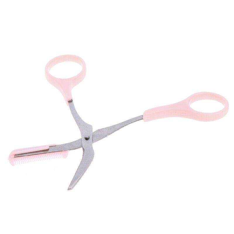 Eyebrow Eyelash Hair Scissors Comb Trimmer Pink Stainless Steel Tool Eye broFCA