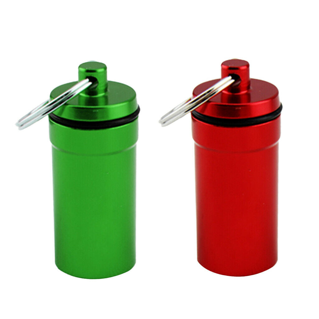 2 Pieces Waterproof Pill Box Case Holder Containers Capsule Bottles Keychain