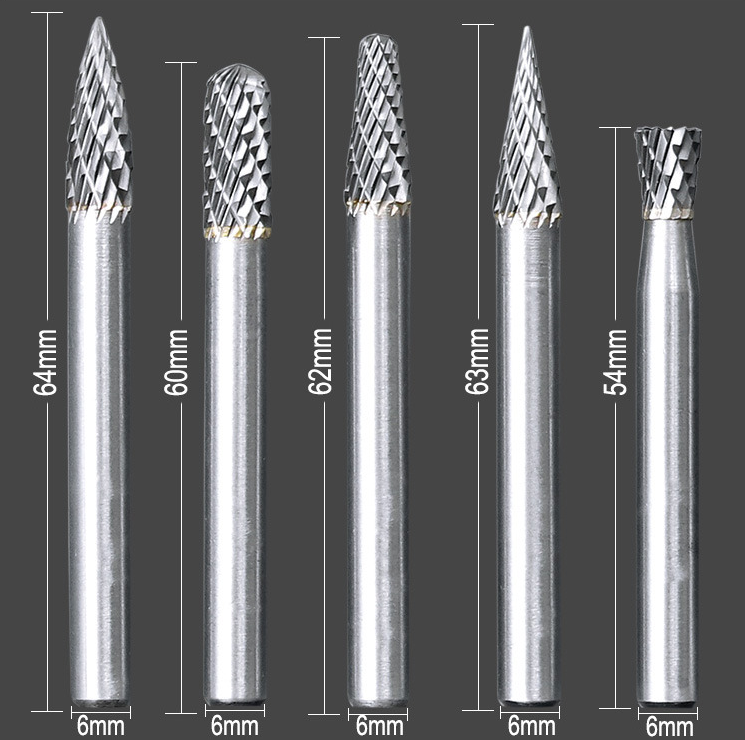 10PCS 6mm*6mm Metal Tungsten steel Accessories Grinding Head Bits Part Shank