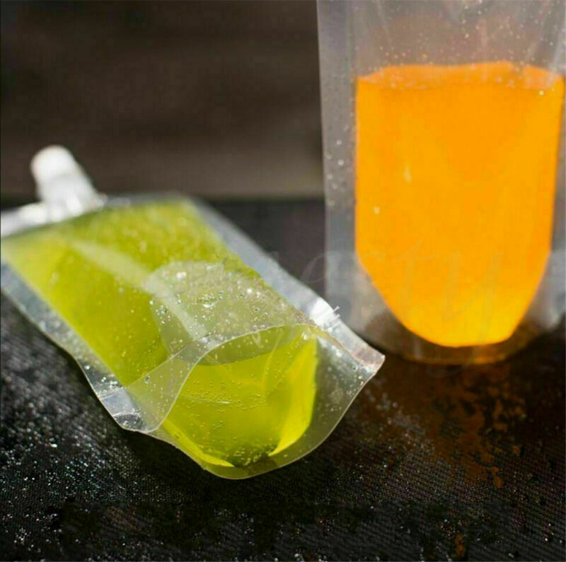 25pcs 100ML Clear Spout Bags Stand Up Bag Liquid Bag Flask Pouch With Cap