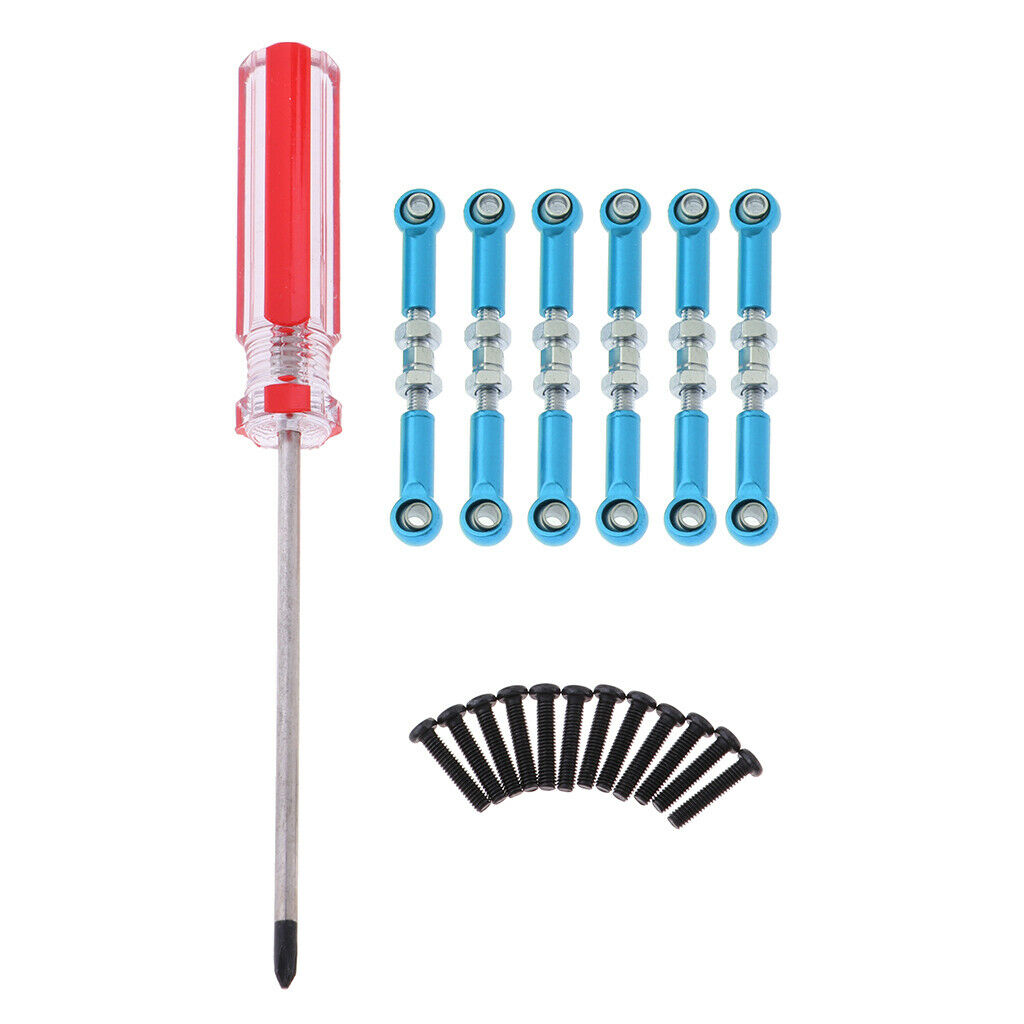 6pcs Steer Servo Linkage with Screw Driver for Wltoys A959 1/18 RC Blue