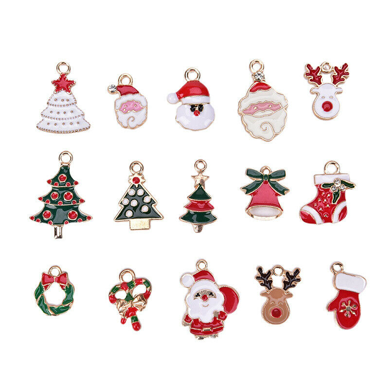 30Pcs/Set Mixed Christmas Style Enamel Charms PendantDIY Jewelry Findings Cra Rf