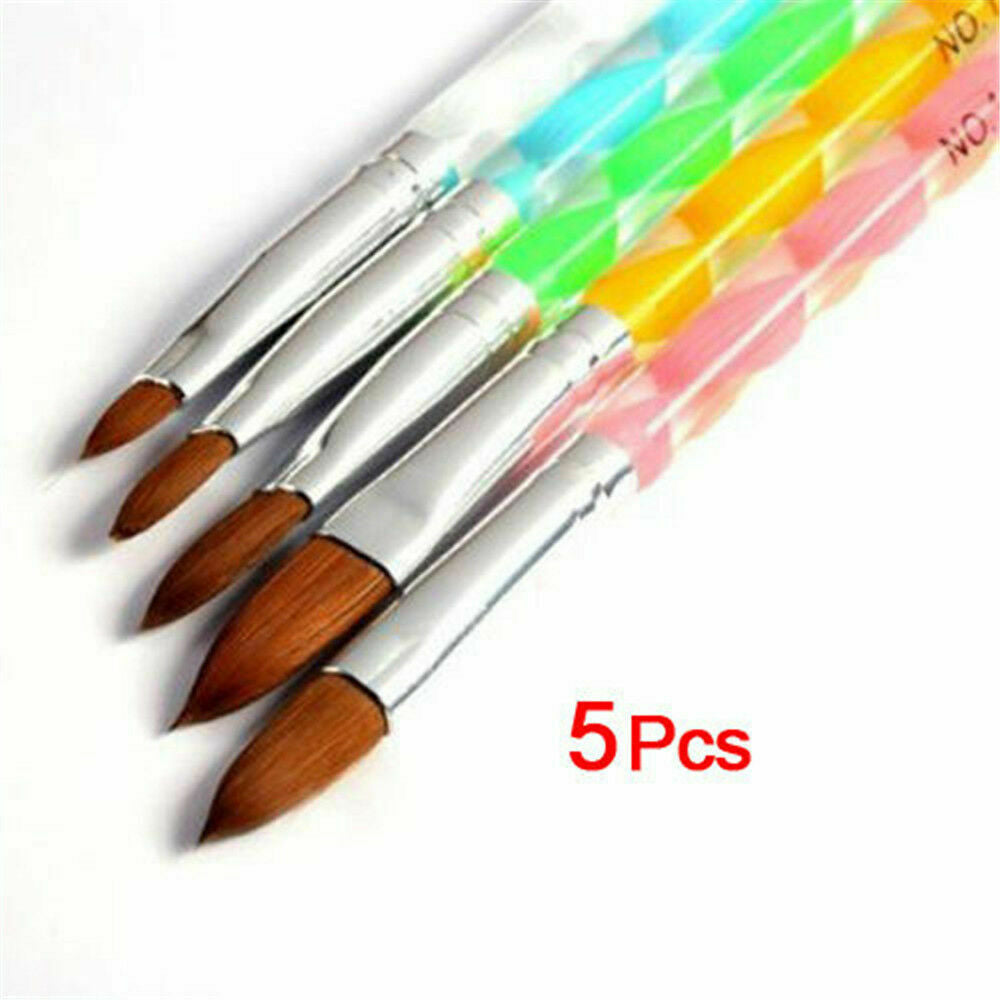 5pcs Acrylic Nail Art UV Gel Carving Pen Brush Liquid Powder No.4 6 8 10 12 Set