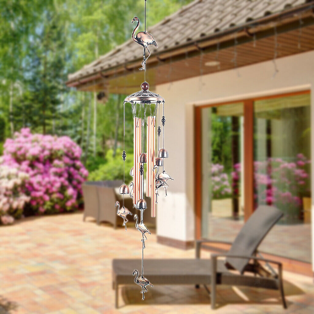 Flamingo Wind Chimes 35in Metal Tubes Wind Bell Home Patio Garden Yard Decor