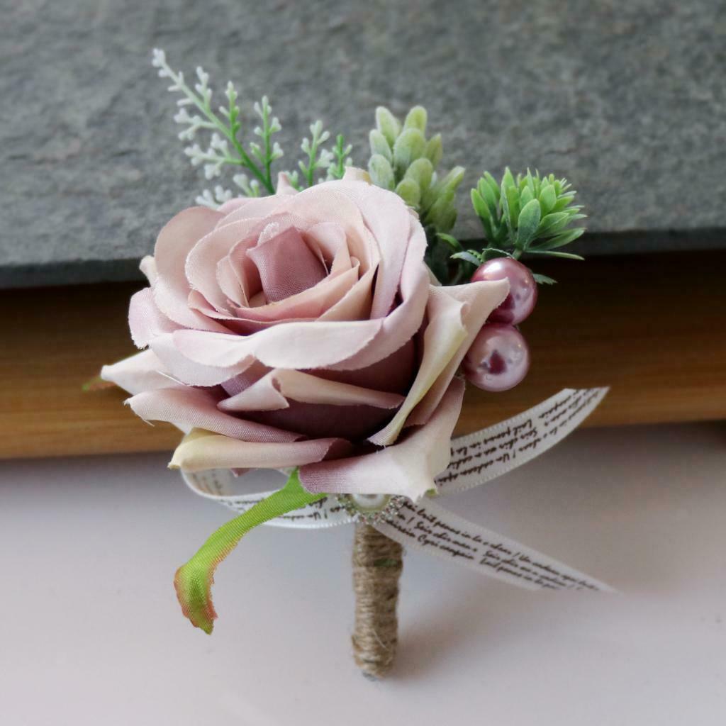 2Pcs/Set Boutonniere Groom Flower Boutonniere Corsage for Men Groomsmen Wedding