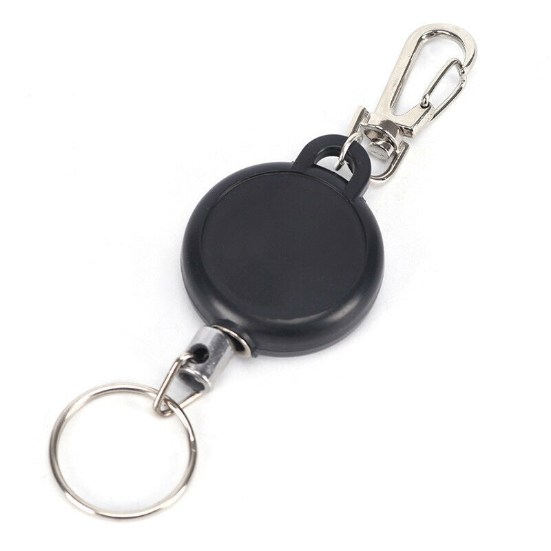 Retractable KeyChain Reel Steel Cord Recoil Belt Ring Badge Pass ID Card Holders