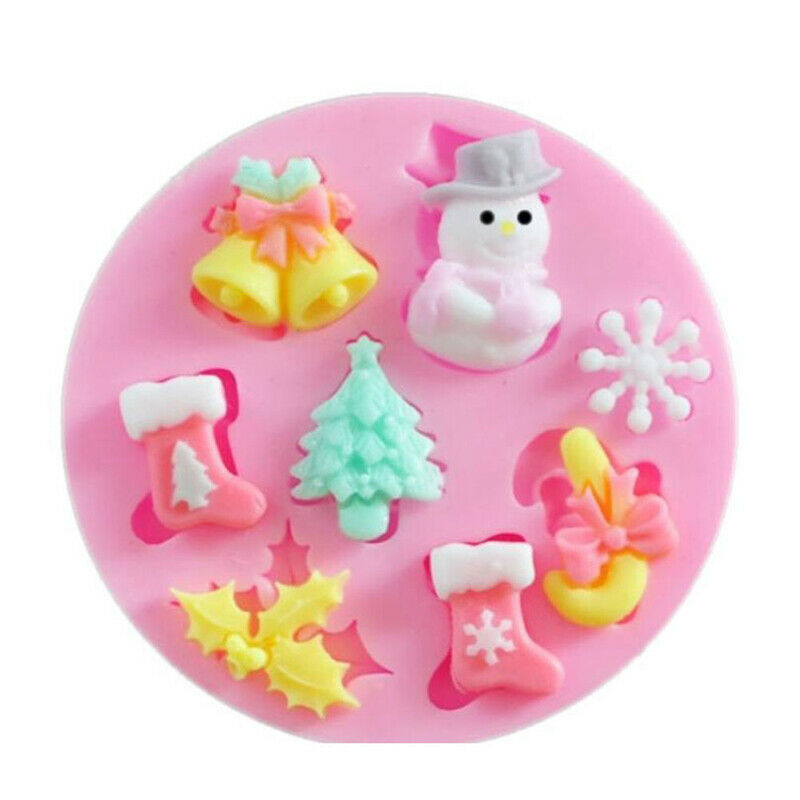 Christmas Snowman Shaped Fondant Silicone Mould Kitchen Baking Chocolate .l8
