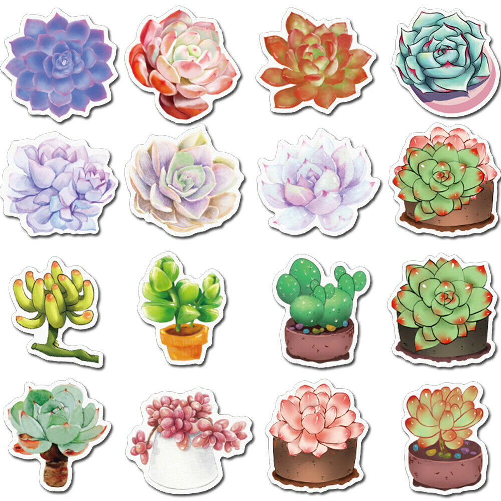 50pcs/pack DIY Pad Stickers Memo Stationery Succulent Bonsai Stickers Scrapbook