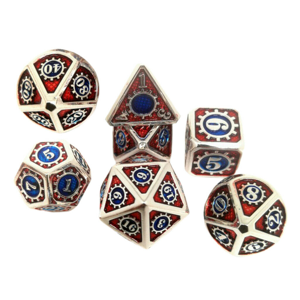 7pcs Multi-sided Metal for Dragon Scales DnD Pathfinder RPG Dices 24