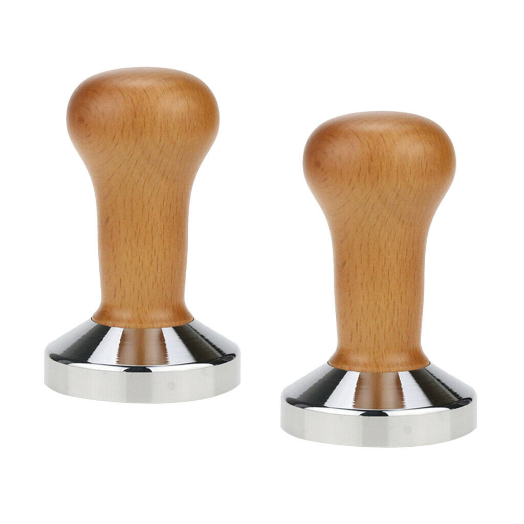 2pcs Coffee Bean Tamper Barista Pressing Tool w/ Wodoen Handle Easy to Clean