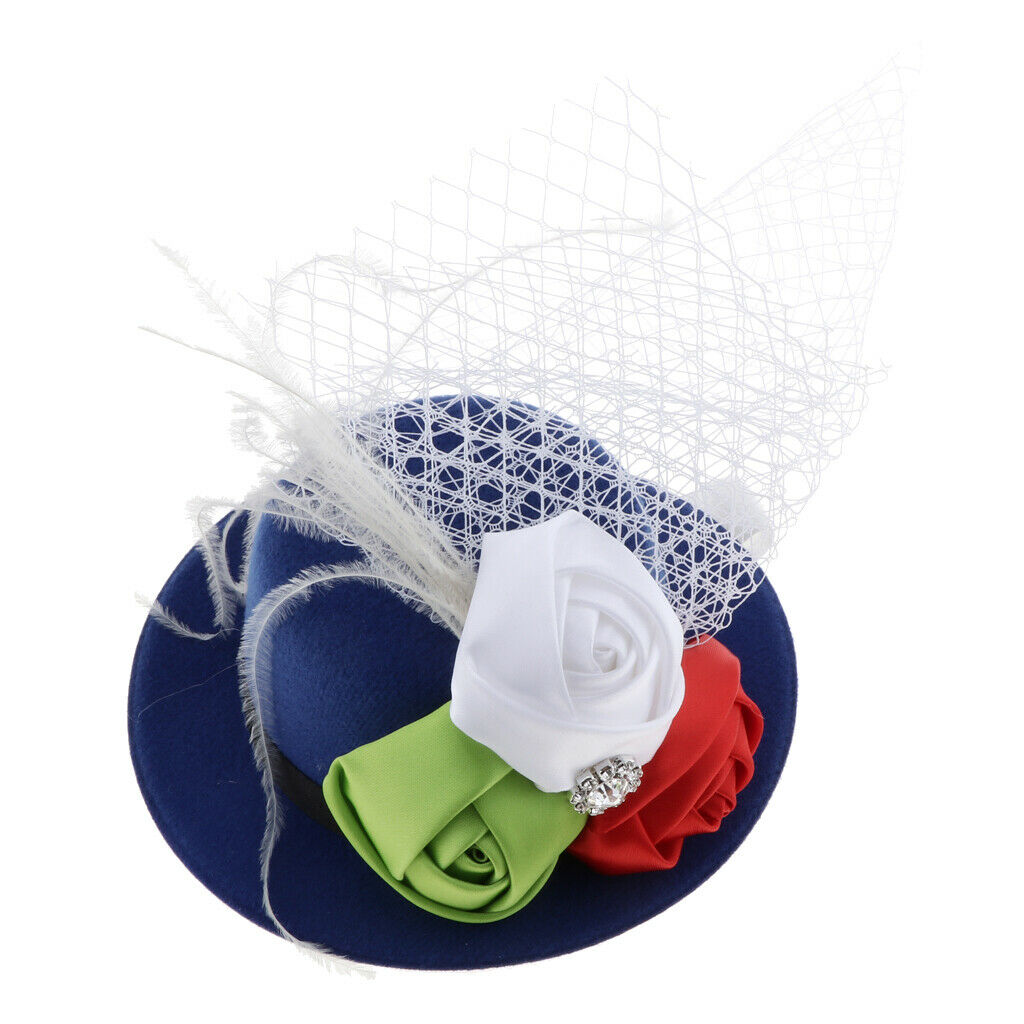 Rose Feather Hat Child Mini Top Hat Fascinator Feather Headpiece  Blue