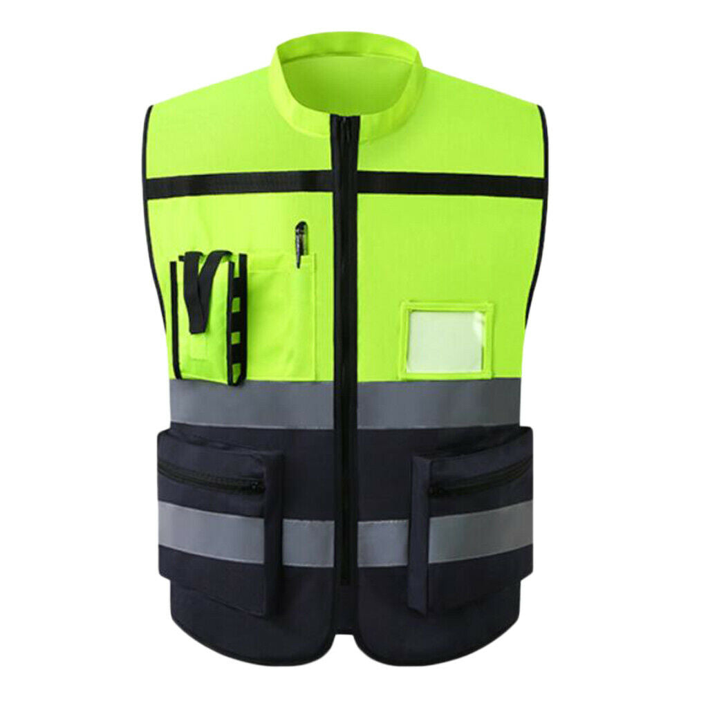 3X Reflective Vest Safety Sleeveless Waistcoat with Zipper Yellow F