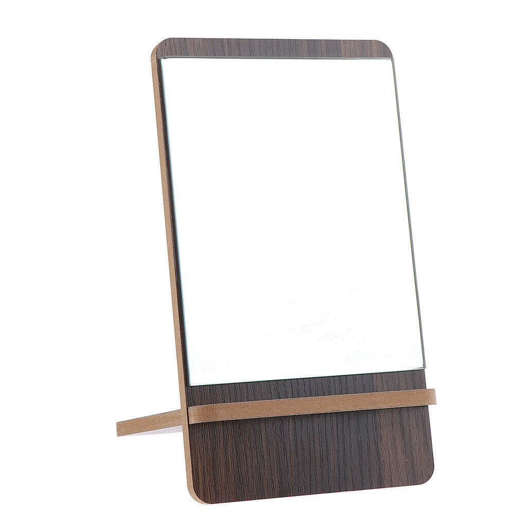 Cosmetic Countertop Makeup Mirror W/ Wood Frame For Bedroom Bathroom Travel - as
